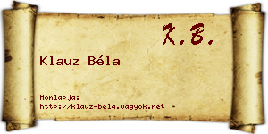 Klauz Béla névjegykártya
